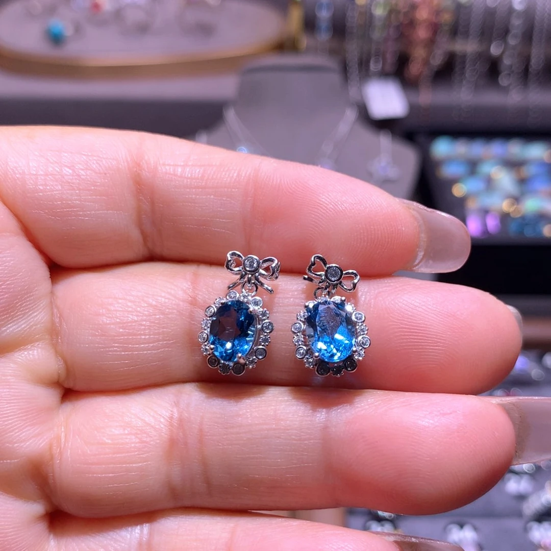 银S925镶嵌耳坠）托帕石詹*！