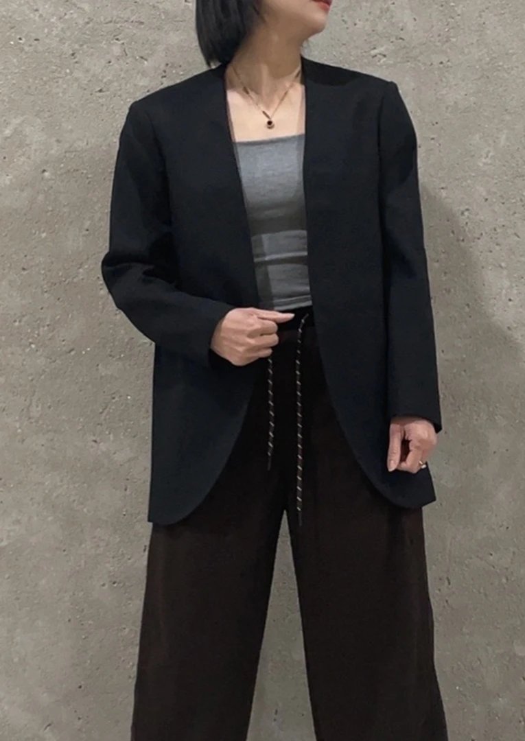 直播早秋新款黑色显瘦高级感简约百搭小西服外套50125-2