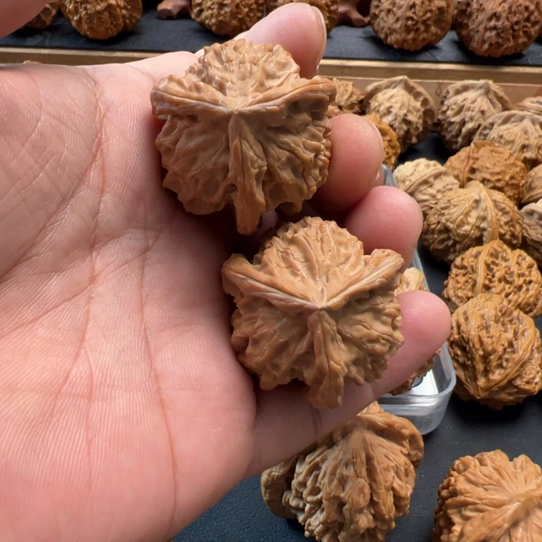 把件桃核文玩核桃，盘山三愣