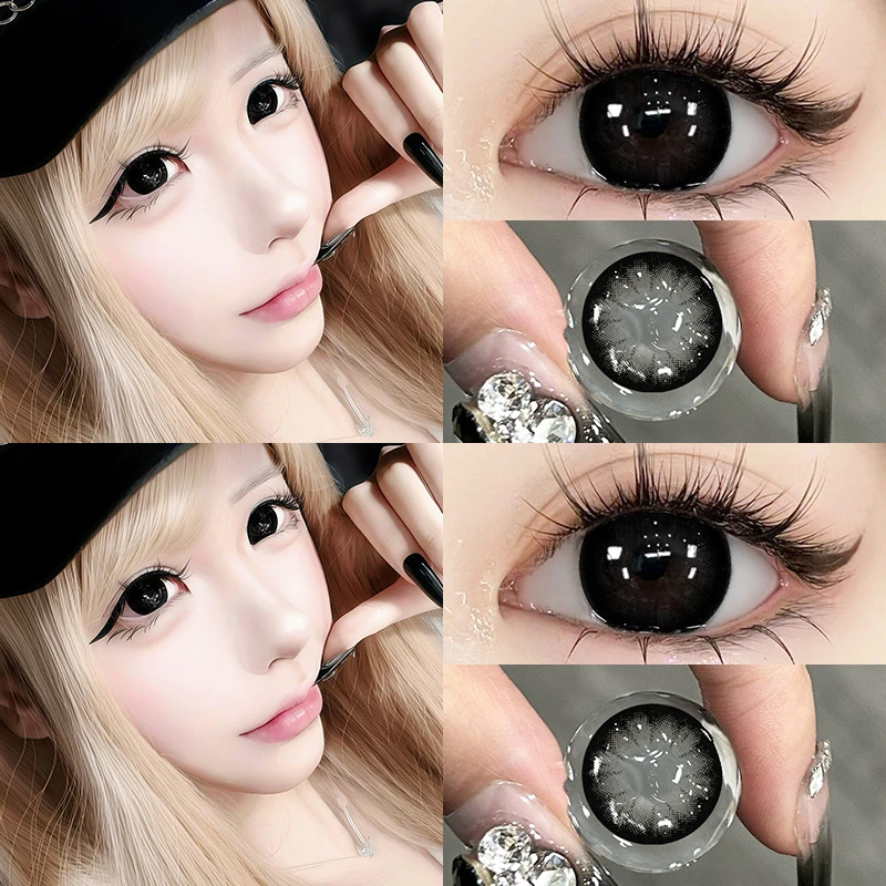 眸可漫画减龄大美目黑美瞳半年抛2片装大小直径近视隐形眼镜男女