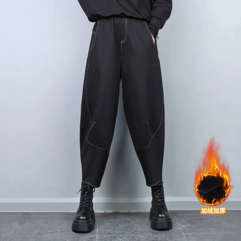 2429加绒加厚棉芯纱哈伦小脚裤