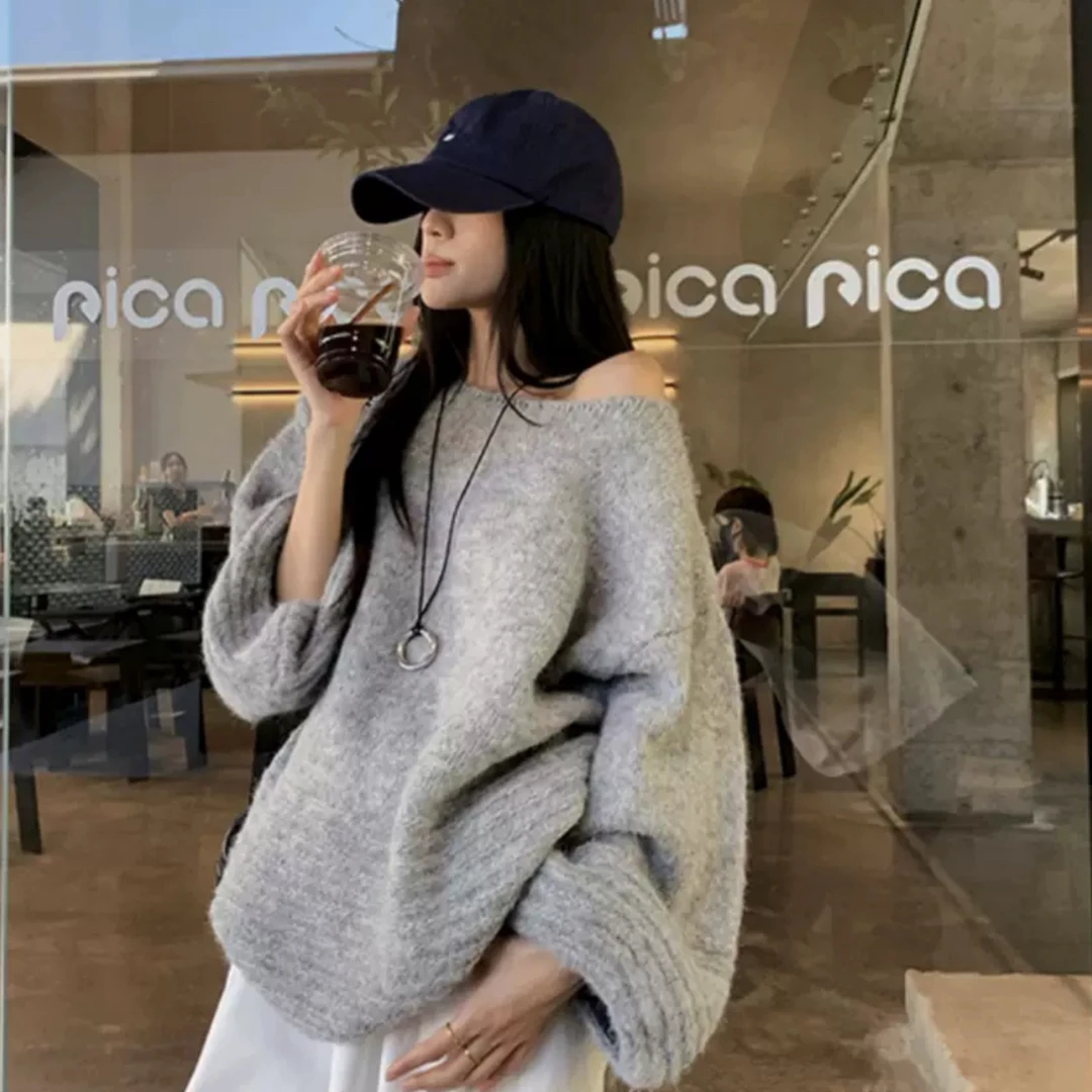 法式慵懒复古休闲显瘦软糯圆领套头毛衣女秋季新款针织衫上衣外穿