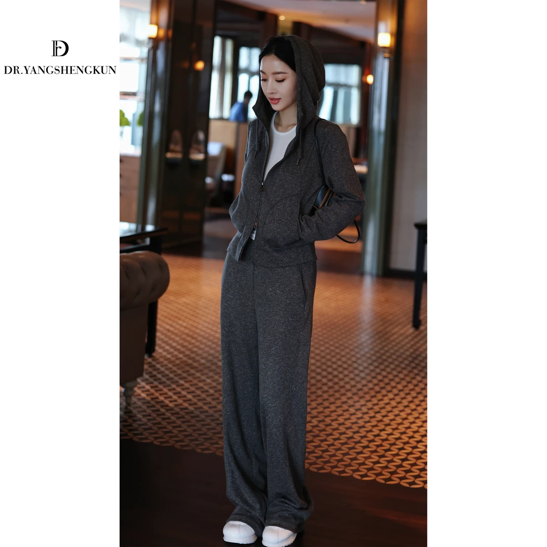 杨圣坤2025秋季新品慵懒风连帽休闲外套直筒休闲裤套装SL2581106
