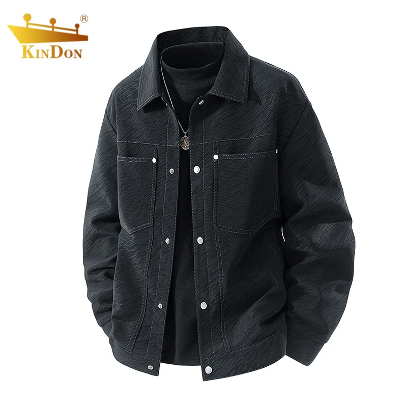 秋季免烫翻领柔软亲肤夹克男士休闲百搭复古宽松潮流韩版外套