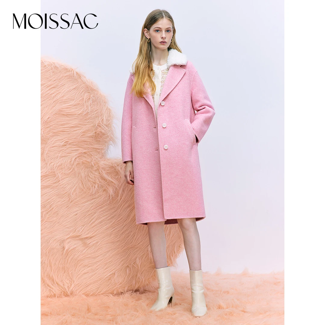 【陈大可】MOISSAC/摩萨克 冬季新款复古羊羔毛翻领大衣