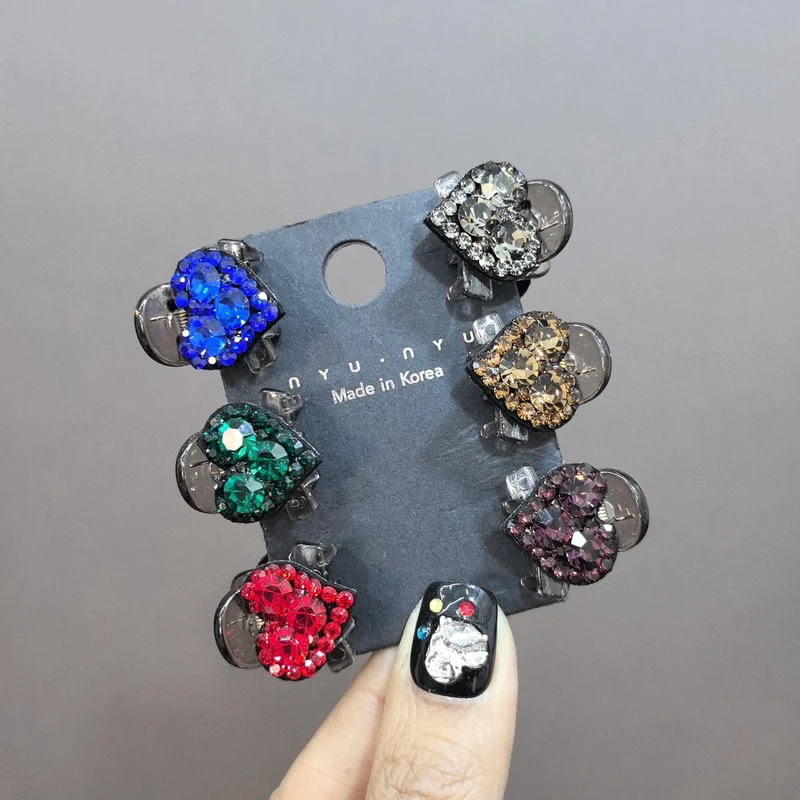 韩版进口施家钻爱心小抓夹简约气质满钻迷你小号发抓时尚侧边抓夹