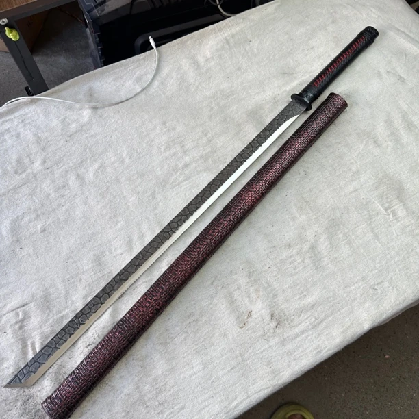 2195。 龙泉昊天宝剑唐横刀高猛钢包皮鞘未开刃