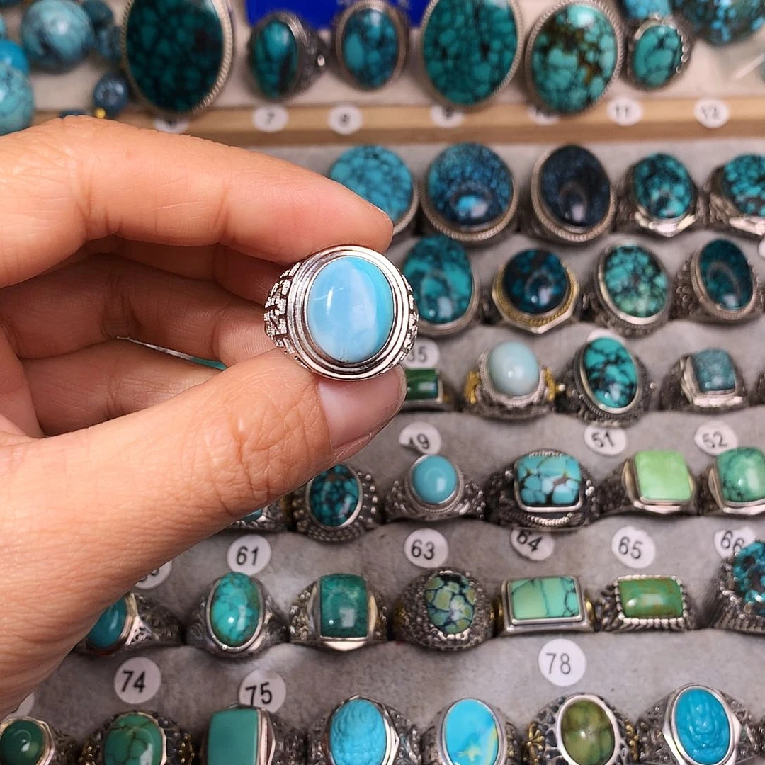 绿松石挂件银S925镶嵌莎**拉