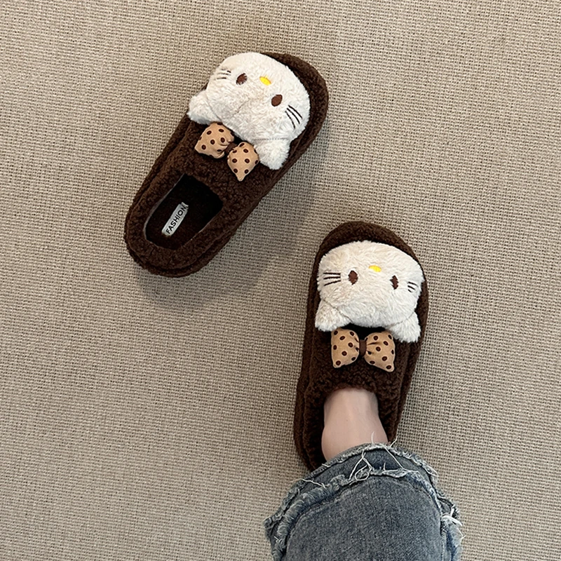 卡通可爱凯蒂猫包头拖外穿女2025年秋季新款时尚百搭保暖学生拖鞋