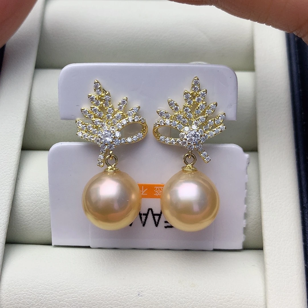 银S925镶嵌耳饰淡水珍珠W11