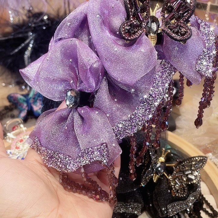 布艺铁合金13公分紫色灵动蝴蝶抓