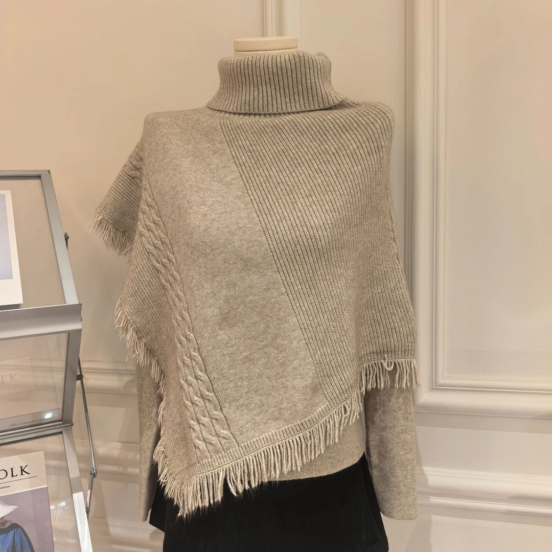 【明日新星】新款INS风时尚套装百搭坎肩外搭秋冬斗篷冬季两件套