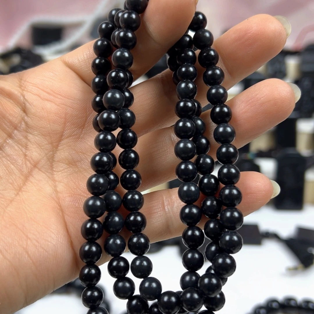 和田玉（墨玉）未镶嵌颈饰卡8圆珠108入门