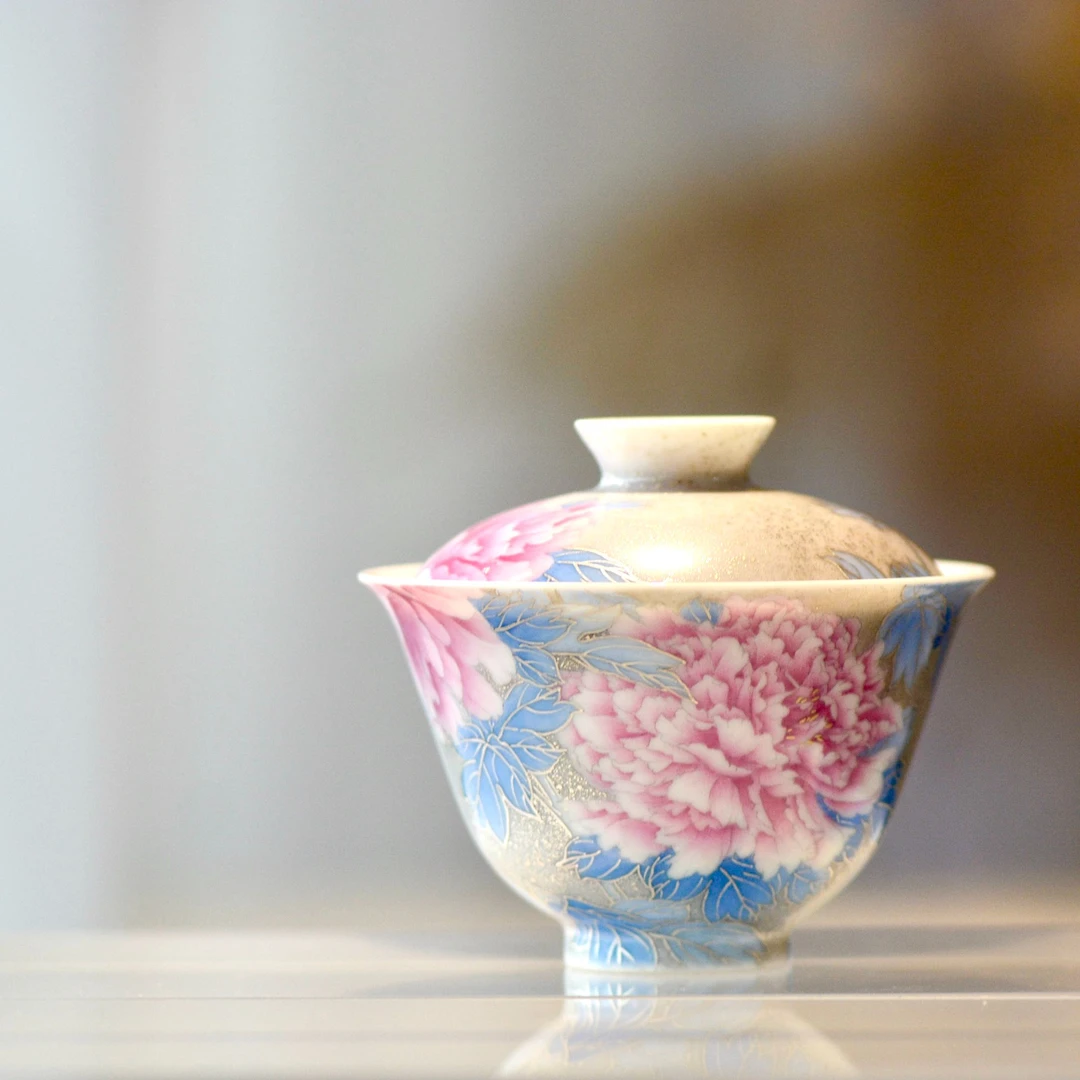 小谦堂  东方美人娇红一号盖碗   饮茶品茗茶具中式茶道银XQT1754