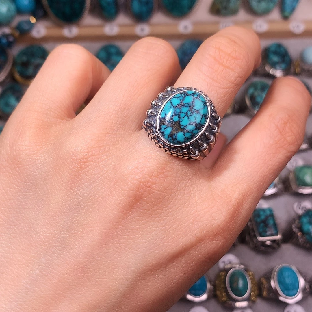 绿松石挂件银S925镶嵌