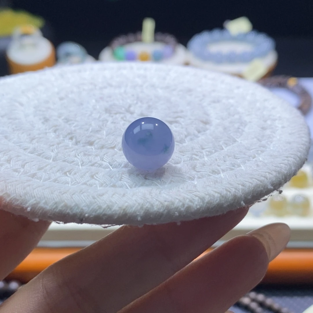 翡翠未镶嵌颈饰翡翠浓紫飘花珠12.48mm