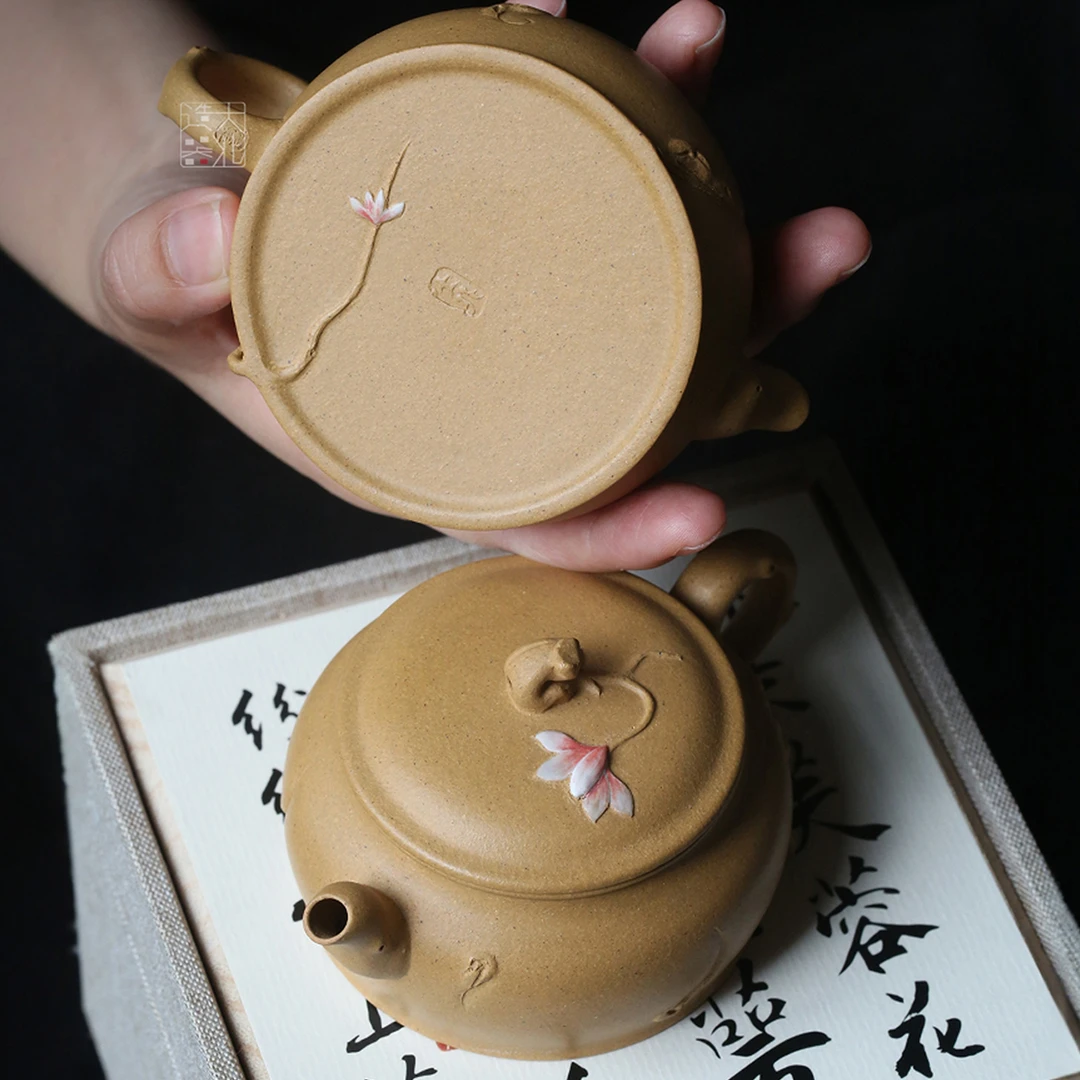 木兰壶原矿段泥花器宜兴紫砂壶送闺蜜老师女性长辈器生茶时黄段泥