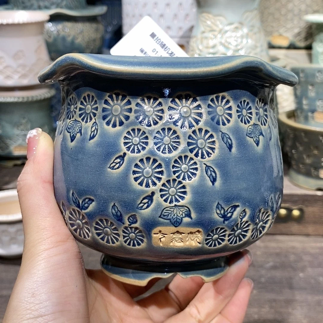 七里烧花盆1-16-095口径8