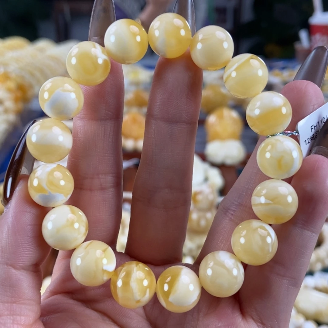 琥珀未镶嵌珠宝奇石12圆珠16.87