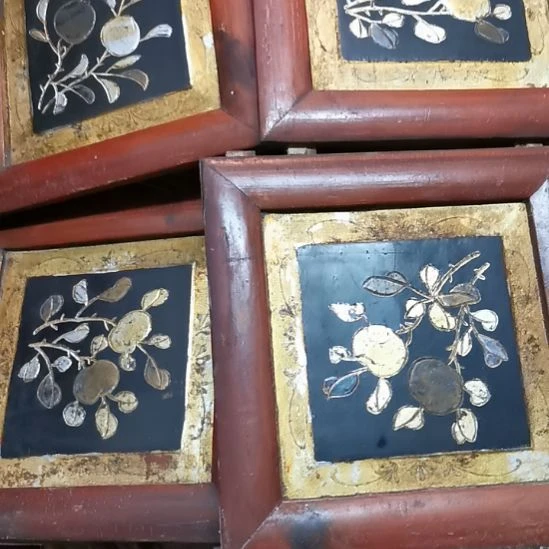 成***哥香榧木老木雕花版四片