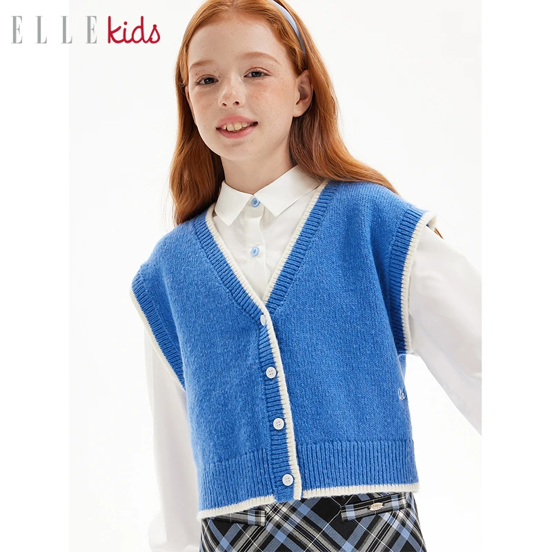 ELLE KIDS童装马甲背心男女童新款背心时尚百搭马夹C1