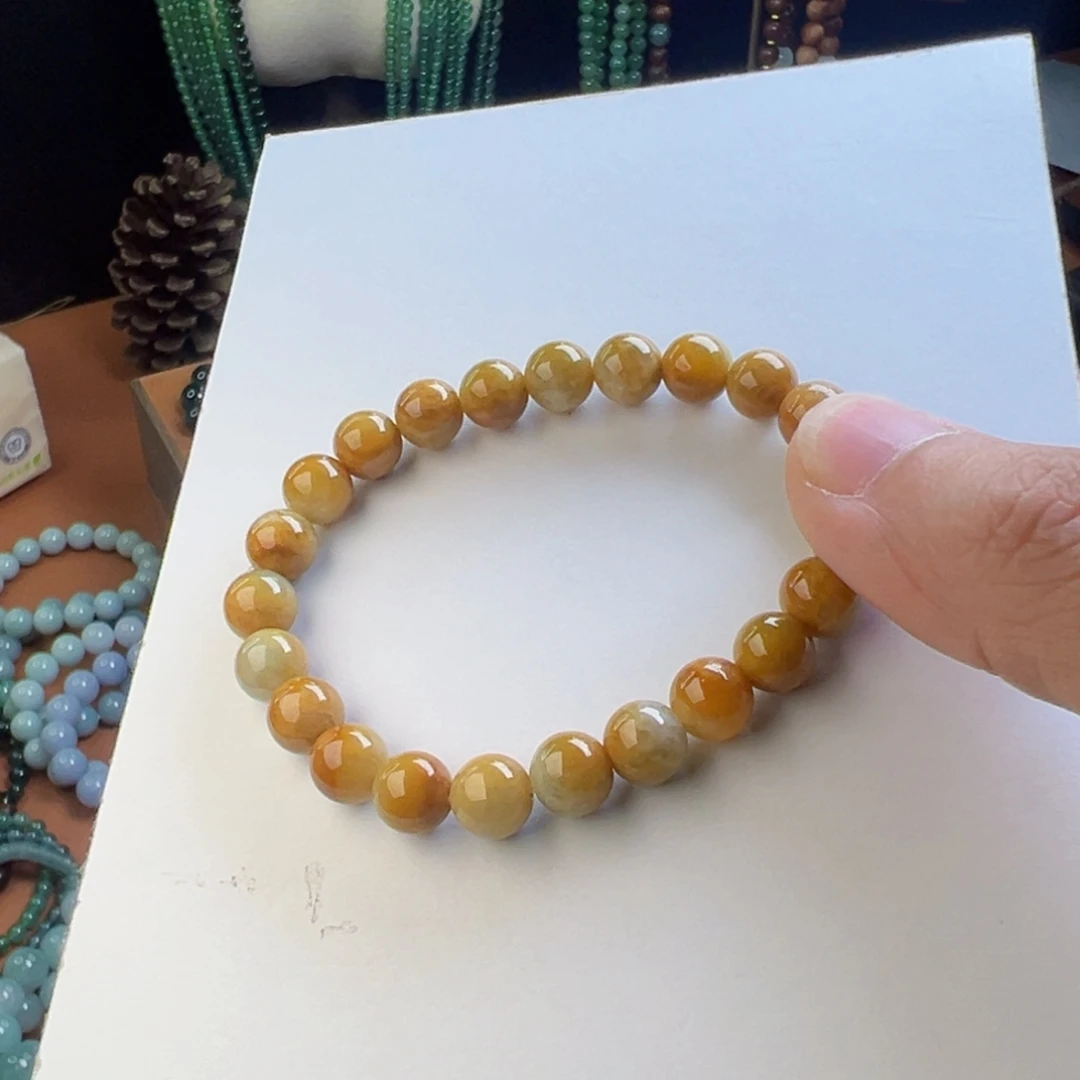 翡翠银S925镶嵌手串翡翠手串7.7mm