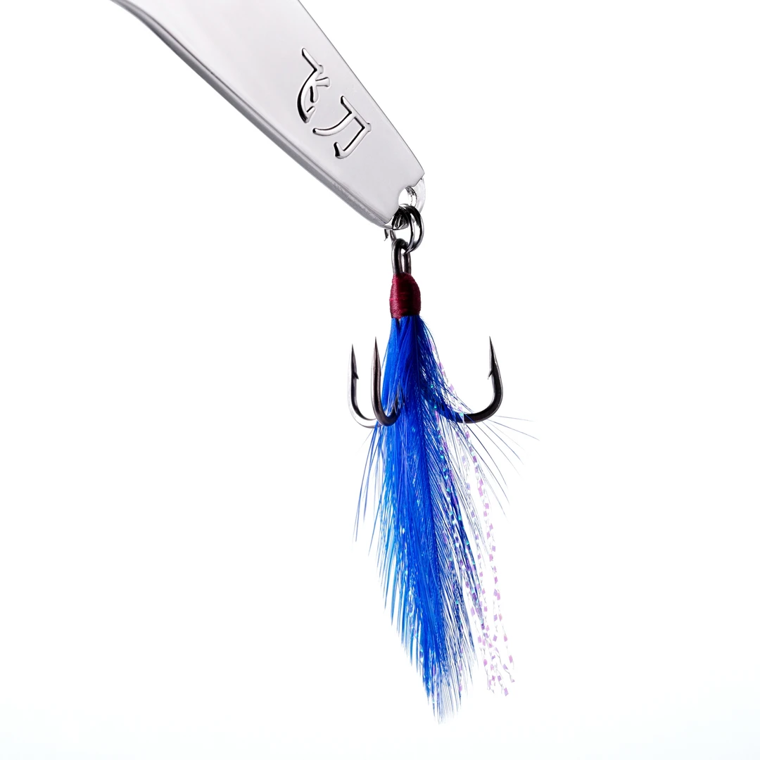 IUI千岛湖大刀鲨鱼鳍尾钩冬天路亚饵假饵亮片羽毛钩绑毛钩三本钩