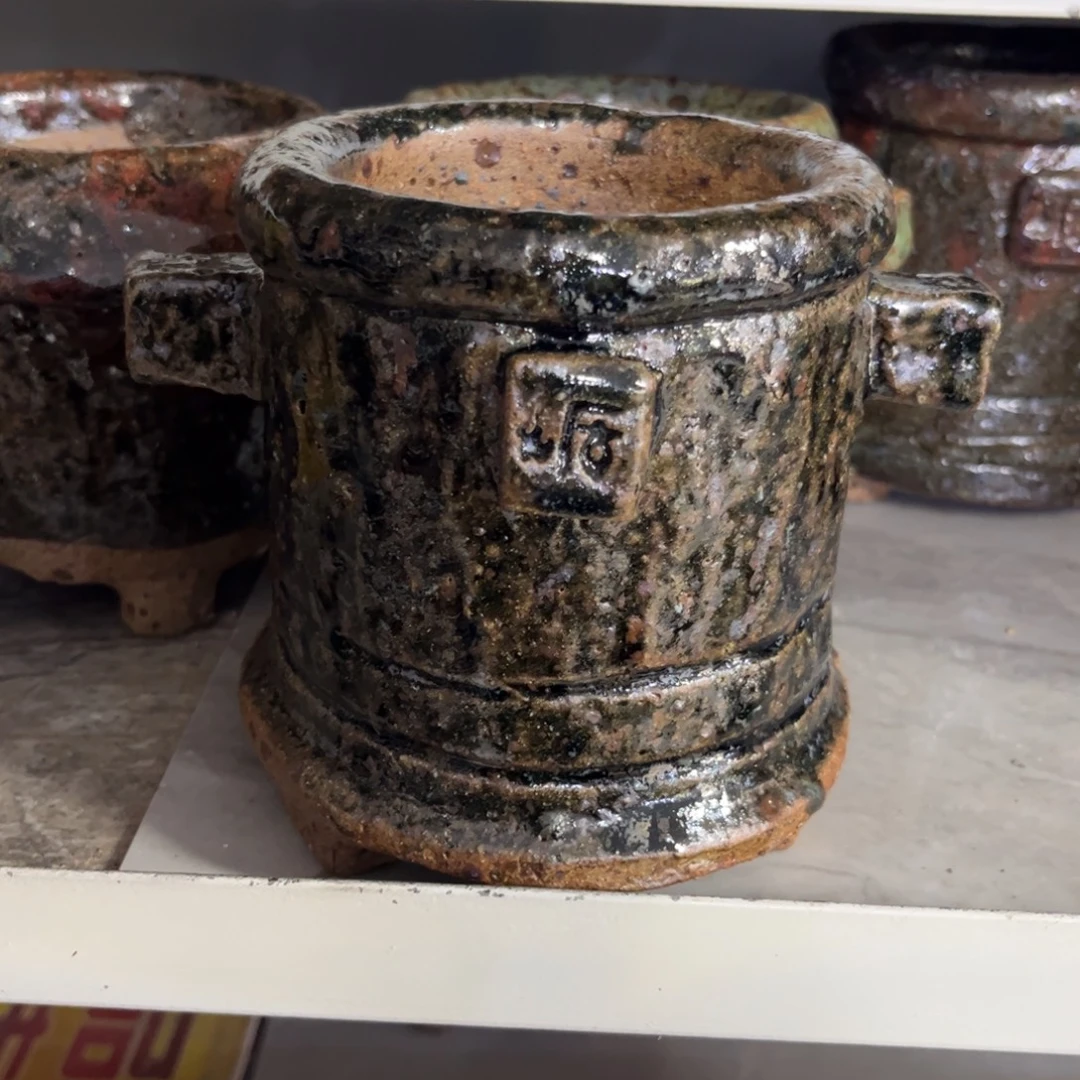 泥塑古镇炻陶花盆