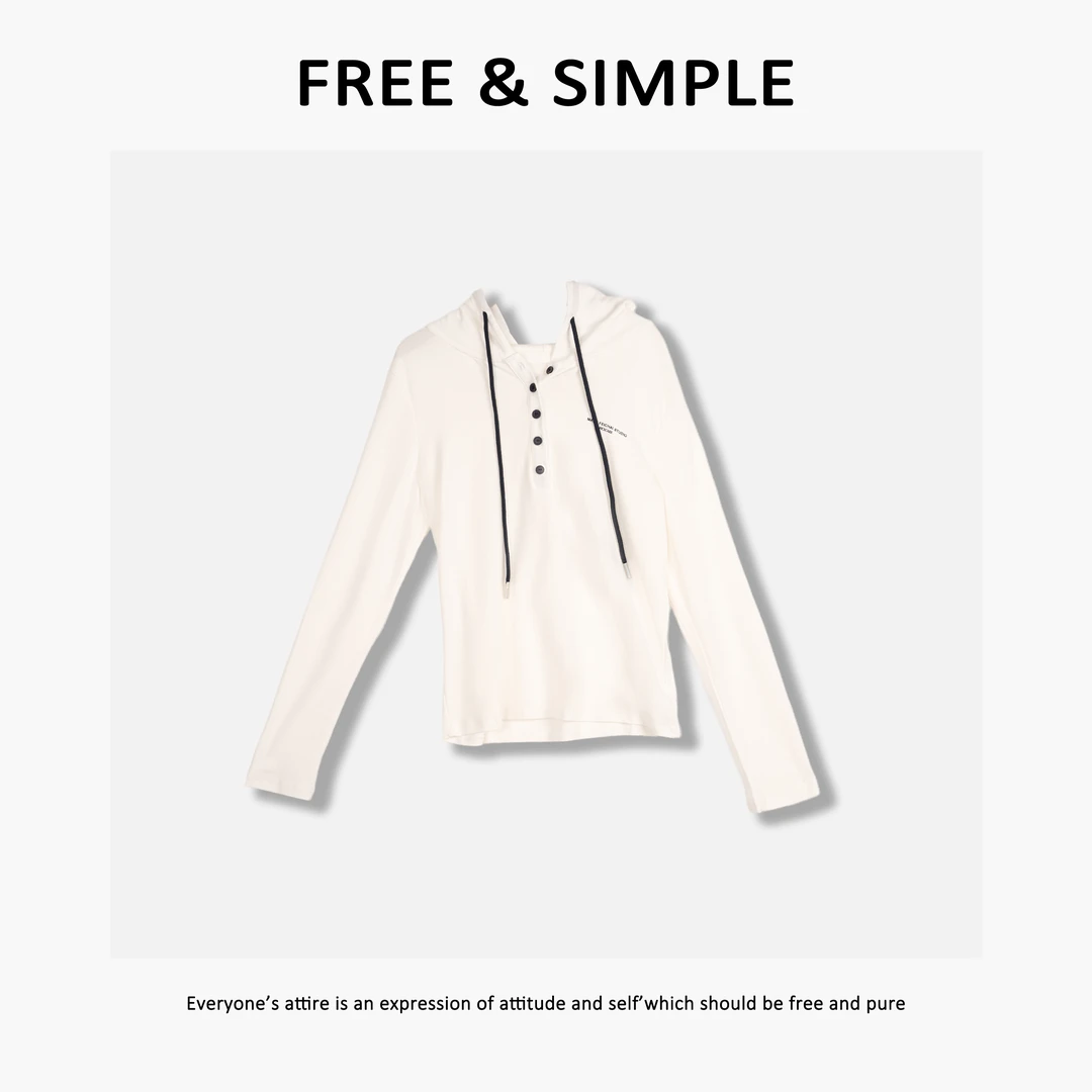 Free&Simple-'牧野‘极简时尚春秋款开扣设计连帽衫-80299