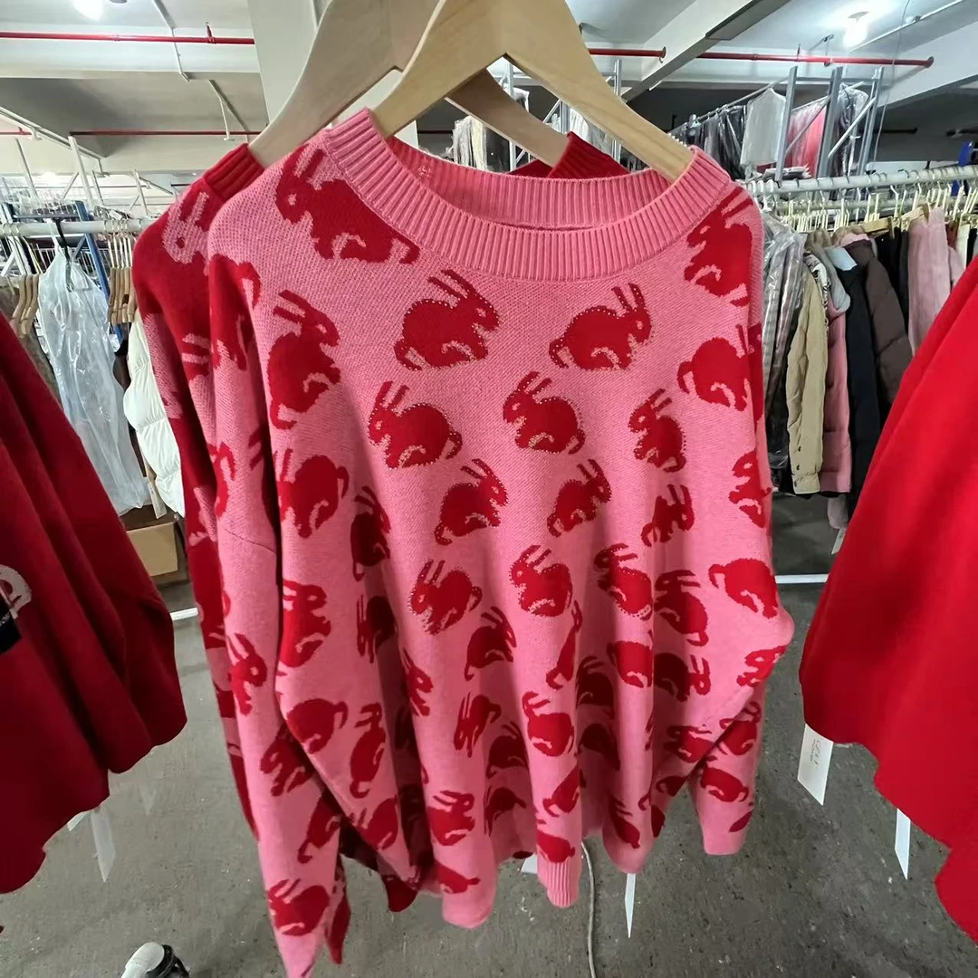 秋冬上新~时尚经典兔子设计款羊毛毛衣 S9746