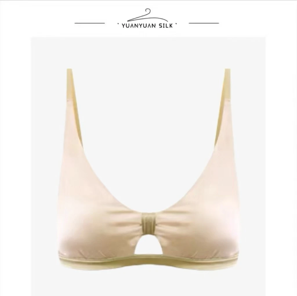Y 25新品~桑蚕丝蝴蝶结法式文胸无痕无钢圈女透气舒适胸罩ny05