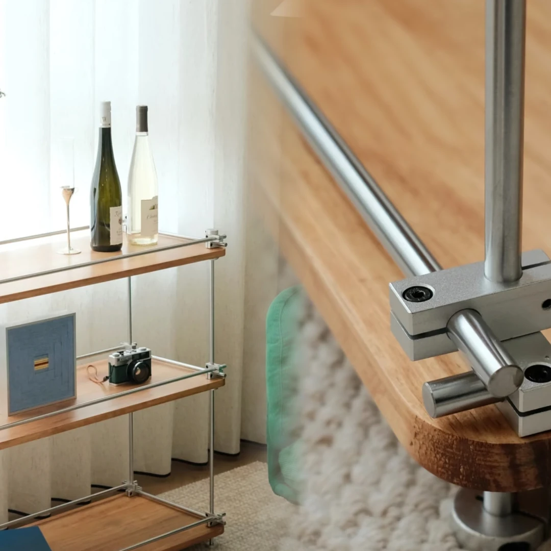 光轴DIY置物架客厅摆件隔板茶几拼装家具边柜实木层板架