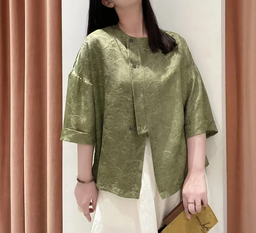 新中式国风宽松提花上衣微瑕