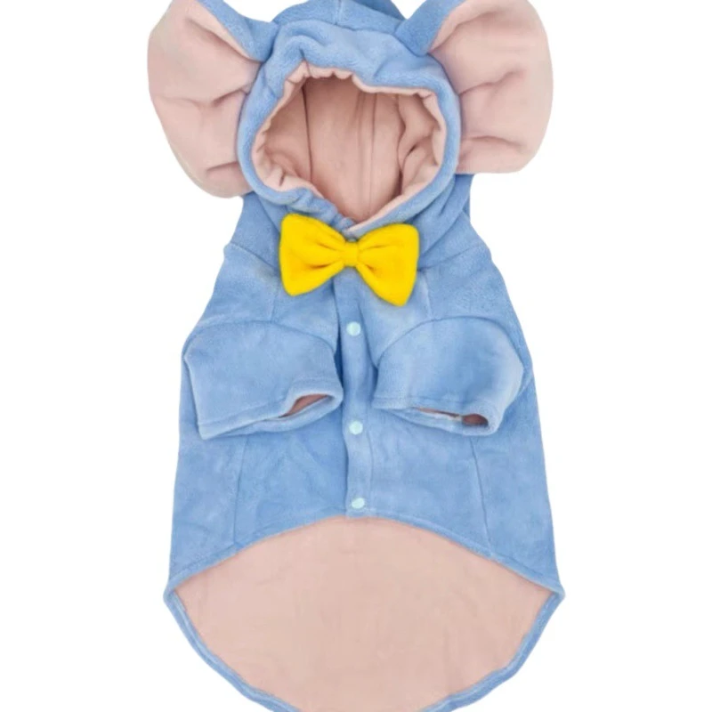 秋冬加厚柯基雪纳瑞比熊柴犬等中小型犬适用蓝色小飞象棉衣宠物冬