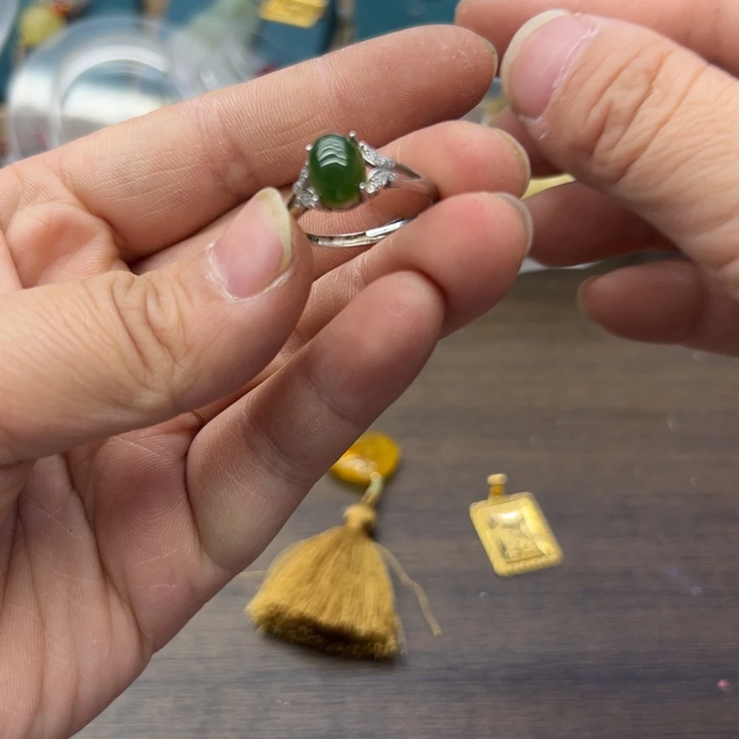 和田玉银S925镶嵌戒指809