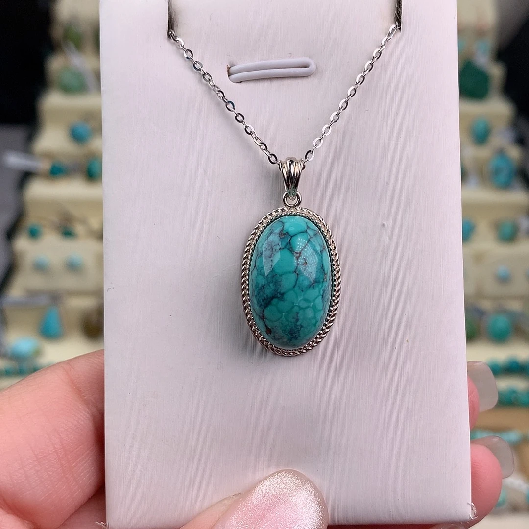 绿松石银S925镶嵌颈饰