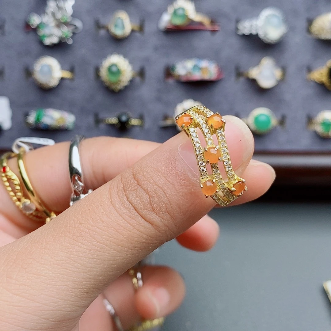 M***.翡翠银S925镶嵌戒指11111