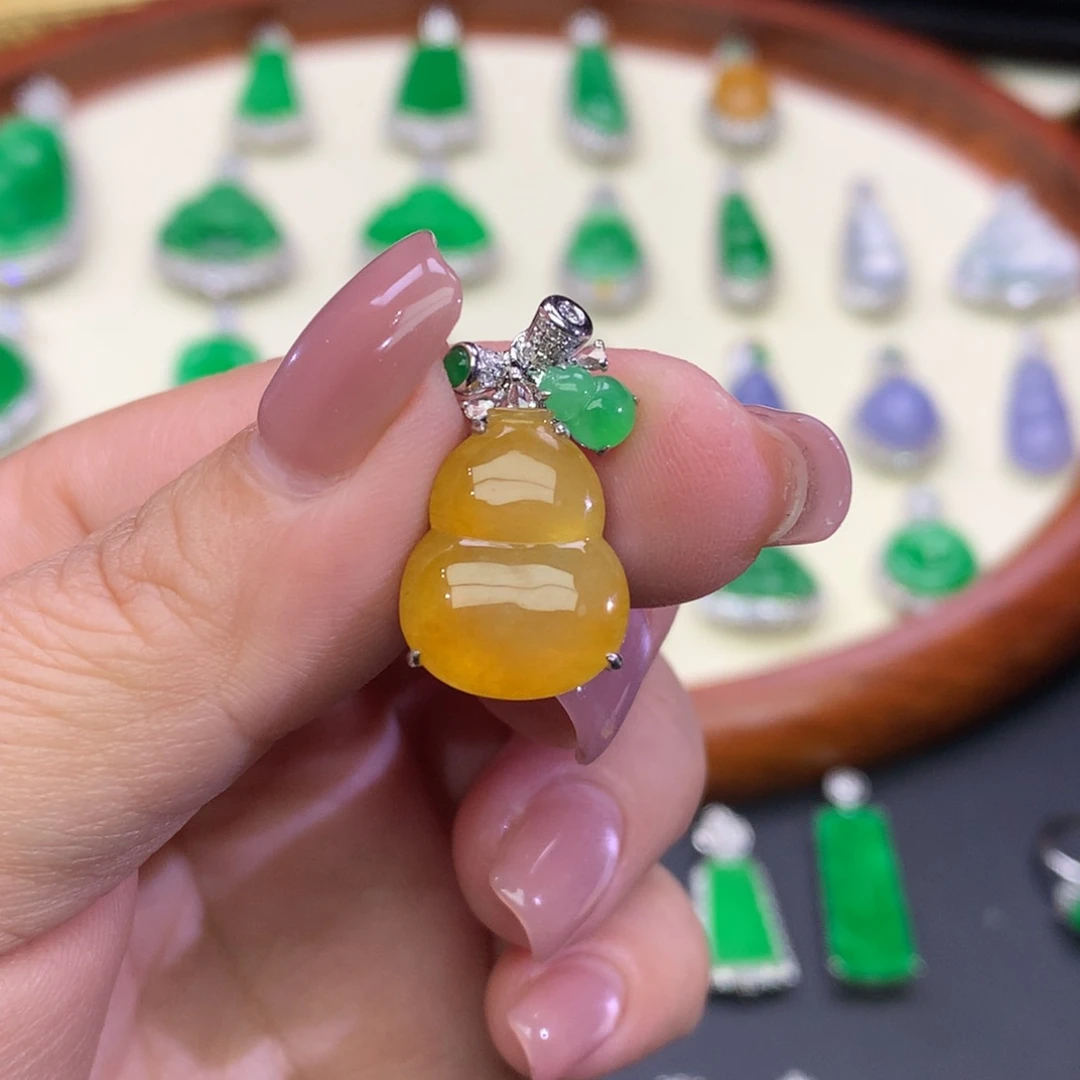 翡翠18K金镶嵌吊坠(不含链)