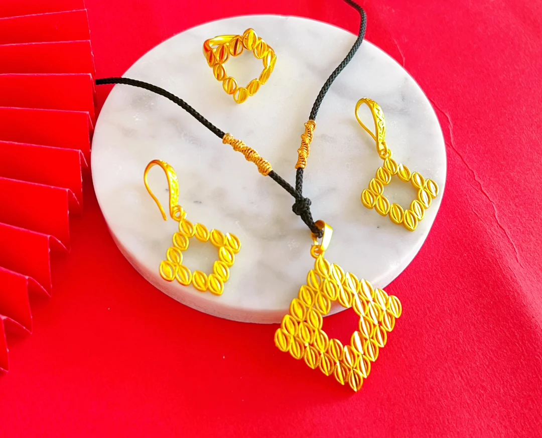 铜合金项链 560 项链 耳环 戒指 三件套