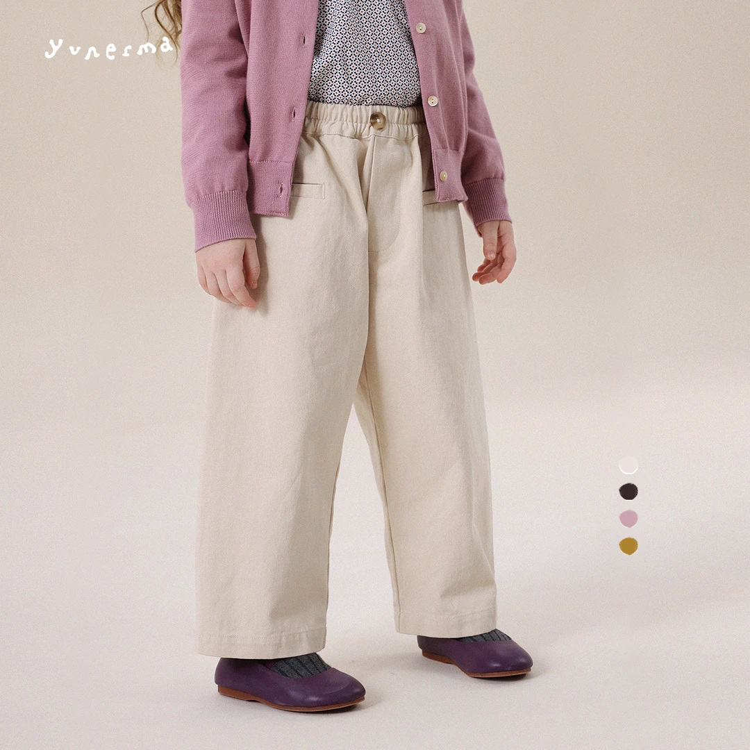 允儿妈女童韩系百搭纯色休闲裤宝宝2025秋季新款纯棉长裤儿童裤子