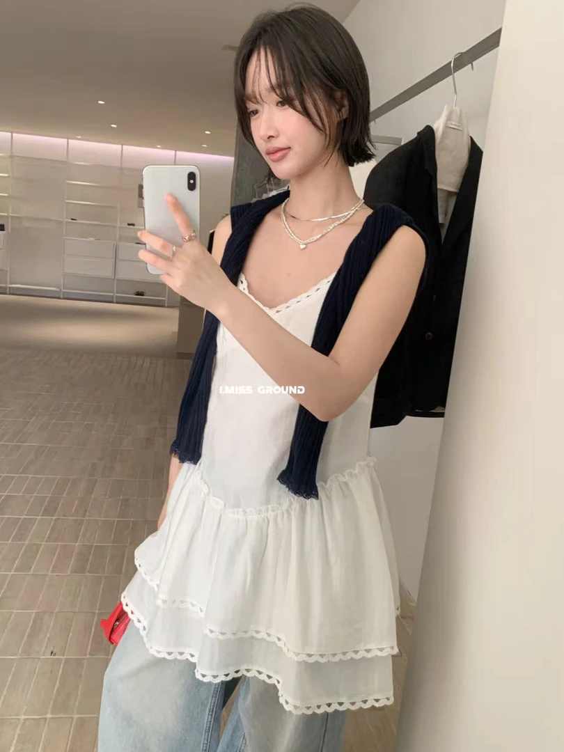 imiss@90276  韩系甜美蕾丝花边显瘦吊带连衣裙 6-26