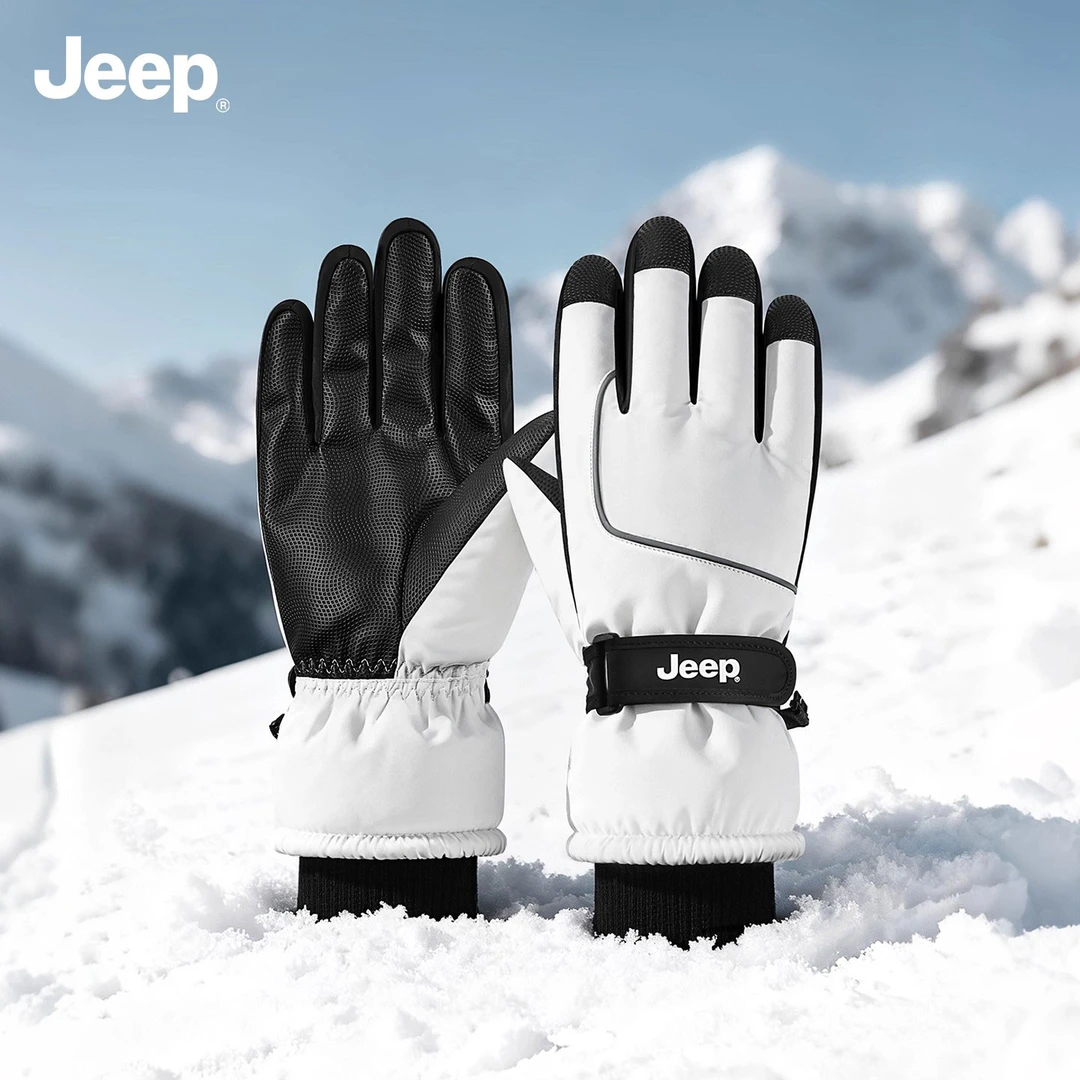 JEEP/吉普手套冬季滑雪防风防寒保暖男加绒加厚防水户外骑行手套