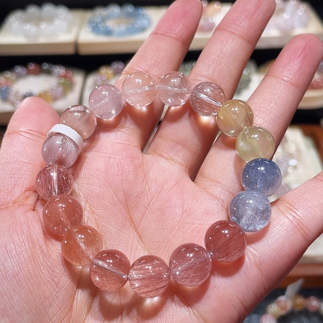 未镶嵌水晶手链兔毛手链，晶体通透
