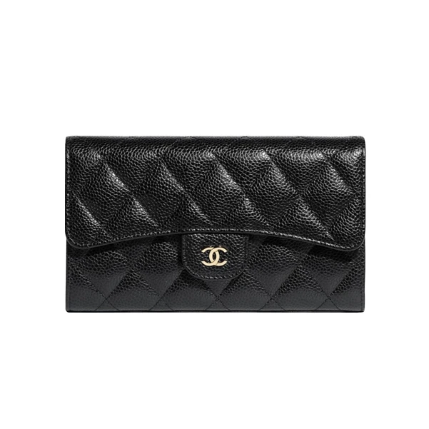 99新 Chanel/香奈儿 黑金CF长款钱包