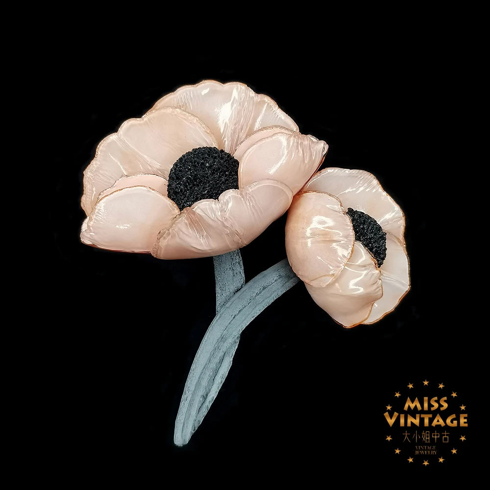 法国Cilea Paris手工定制微风粉虞美人胸针[1501223-035]