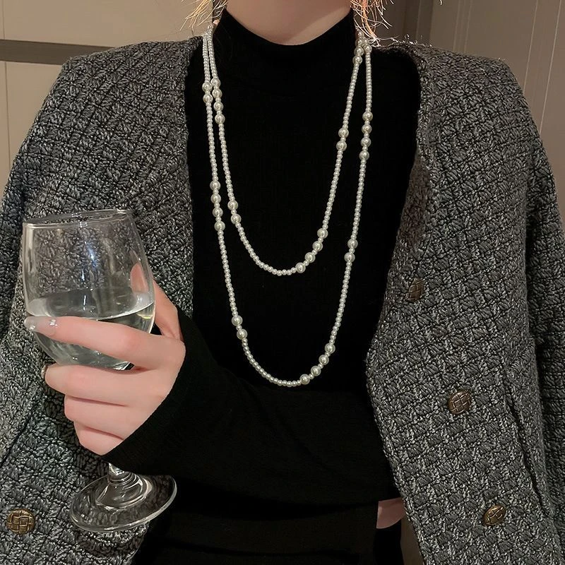 非金属仿珍珠项链 满天星珠珠颈链 新锁骨链女感项链轻奢长款时尚