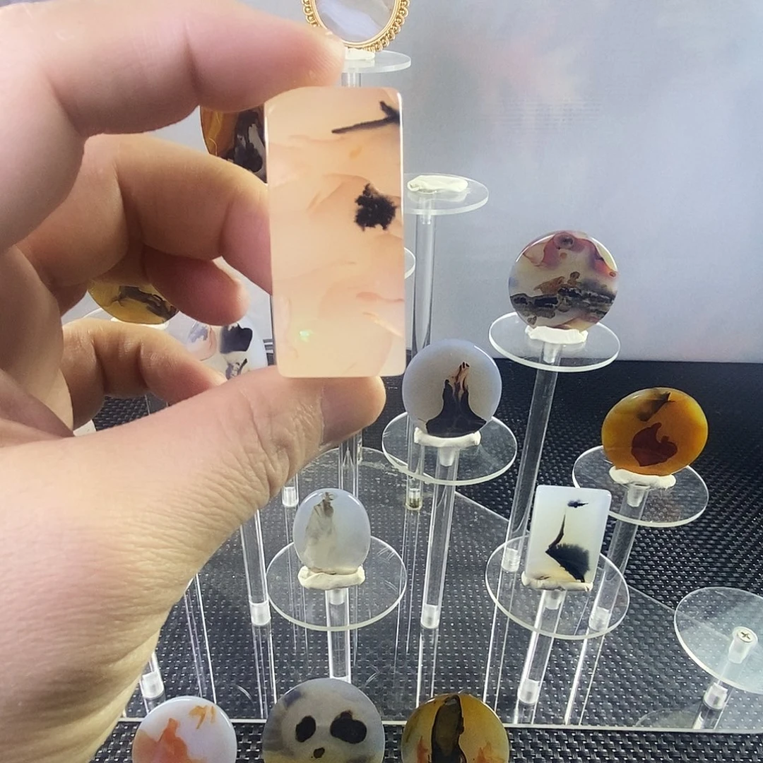 合成碳硅石非金属时尚图纹画面石饰品