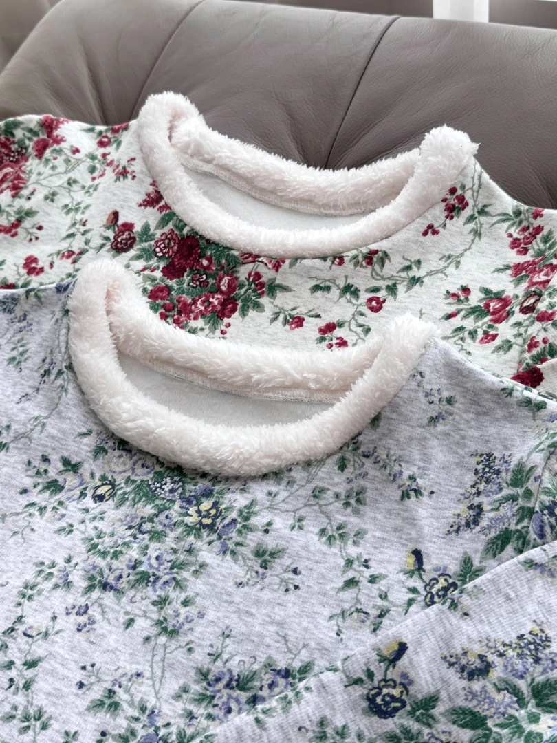 【FaFa】日系品牌 KB 印花单面绒 女秋冬连衣裙 家居服F1003