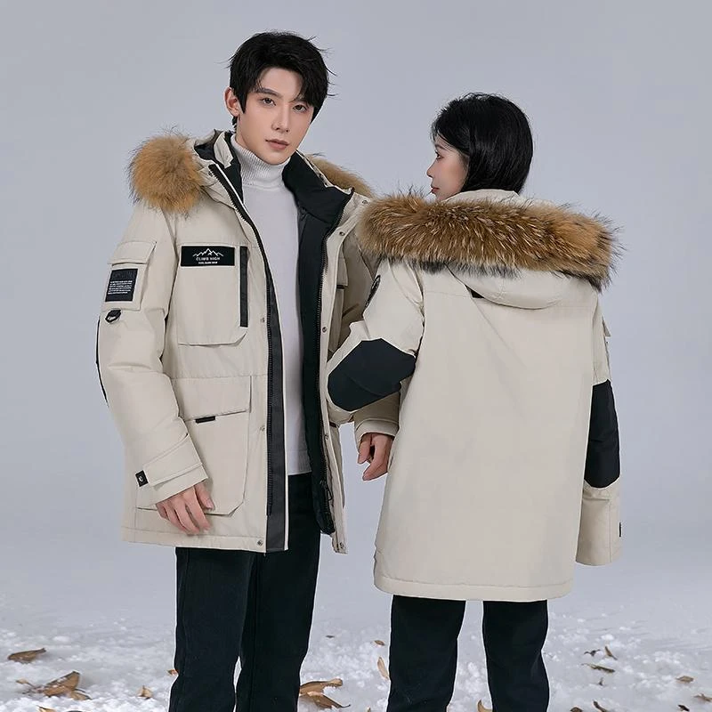 2024冬季新款羽绒服男女冲锋衣中长户外极寒加厚情侣派克工装外套