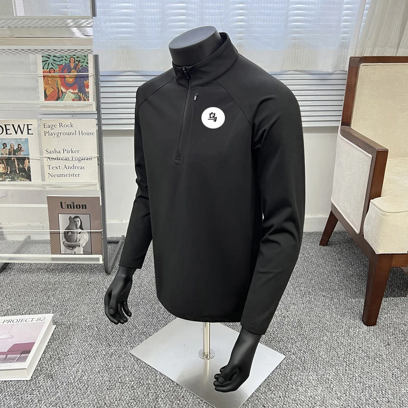 奥莱同款刺绣抓绒衣男款户外保暖半拉链立领长袖t恤打底衫卫衣